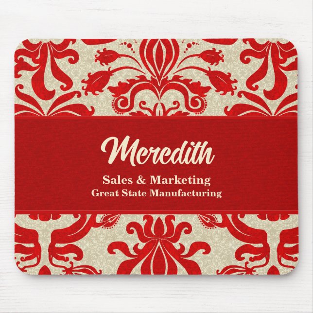 Ruby Red Swirl Business Office Theme Mouse Pad (Front)