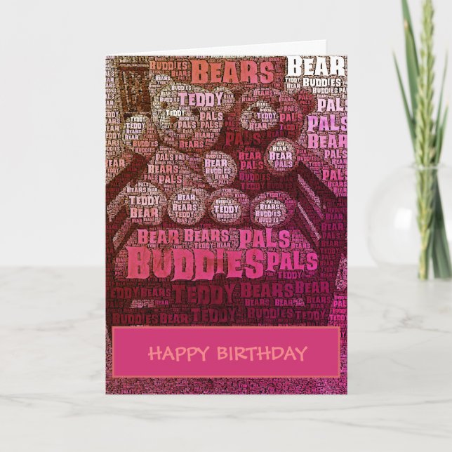 Ruby Red Teddy Bear Buddies Word Cloud Template (Front)