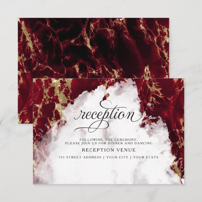 Ruby Red Watercolor Geode BarefootBride™ Invitation (Front/Back)
