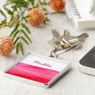 Ruby red watercolor swish keychain