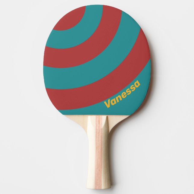 Ruby Reef Circle Stripe with Name Ping Pong Paddle (Front)