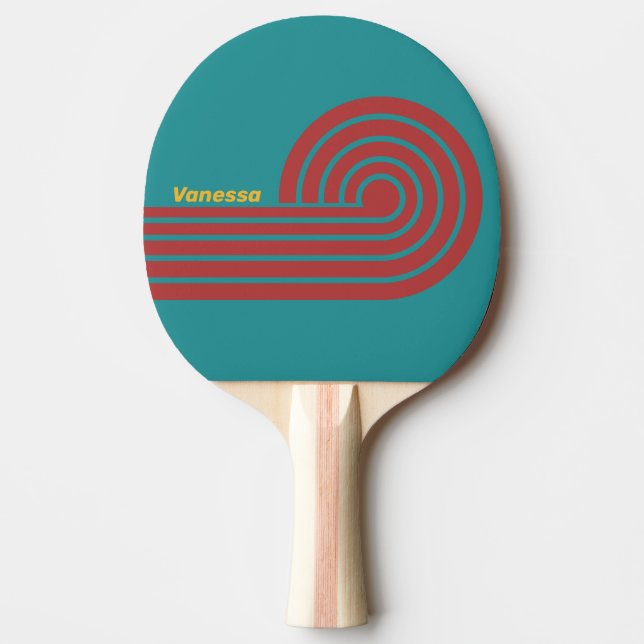 Ruby Reef Curl Stripes with Name Ping Pong Paddle (Front)