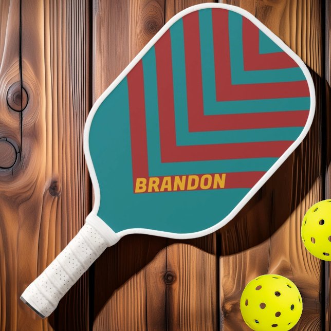 Ruby Reef Vintage Chevron with Name Pickleball Paddle (Creator Uploaded)