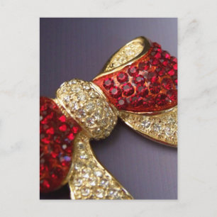 Ruby Rhinestone Bow Postcard
