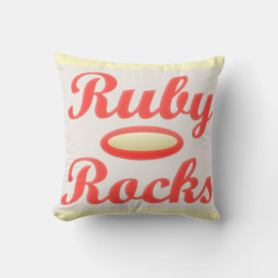 Ruby Rocks design red and mellow cream Throw Pillow