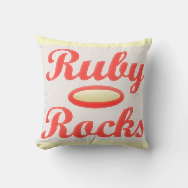 Ruby Rocks design red and mellow cream Throw Pillow (Front)