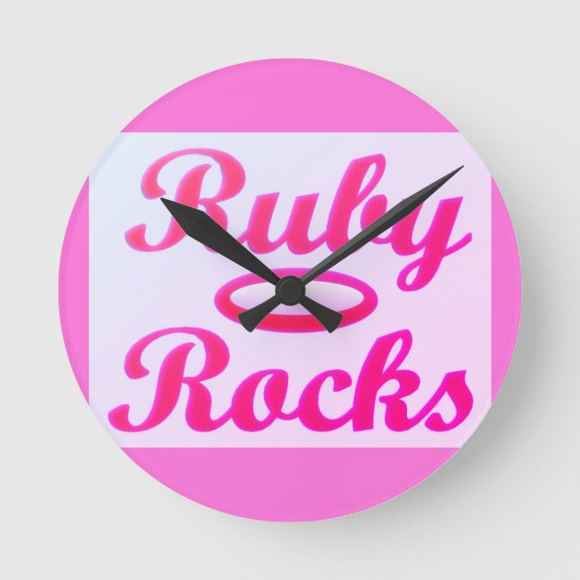 Ruby Rocks design SWEET PINK Round Clock (Front)