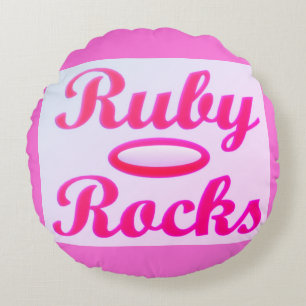 Ruby Rocks design SWEET PINK Round Pillow