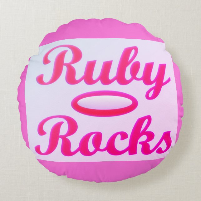 Ruby Rocks design SWEET PINK Round Pillow (Front)