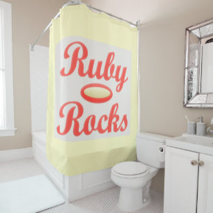 RUBY ROCKS RED AND CREAM shower curtain