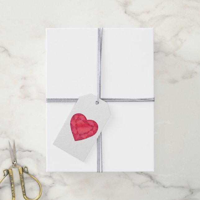 Ruby rouge bijoux coeur aquarelle art étiquettes c (Avec de la ficelle)
