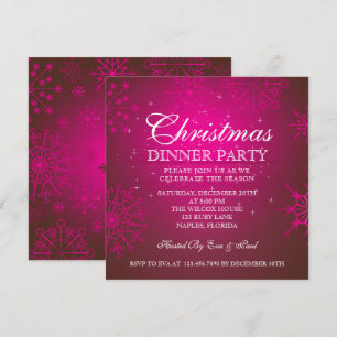 Ruby Snowflakes Dîner de Noël Invitation