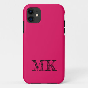 Ruby Solid Colour Modern Minimal Initial iPhone 11 Case