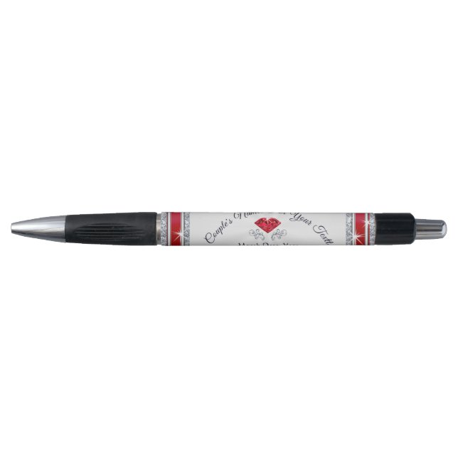 Ruby Theme Personalized 40th Anniversary Favours Pen (Front)