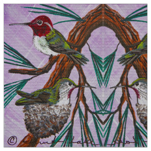 Ruby Throat-ed Hummingbird Fabric