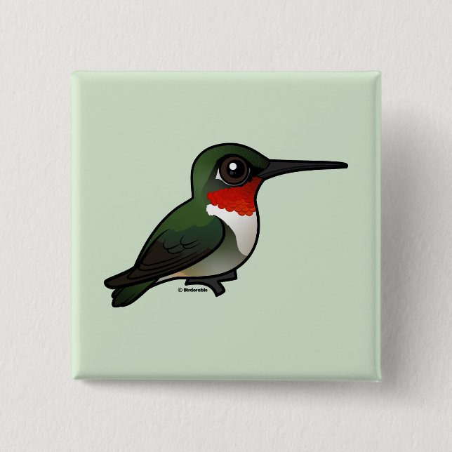 Ruby-throated Hummingbird 2 Inch Square Button (Front)