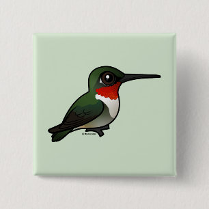 Ruby-throated Hummingbird 2 Inch Square Button