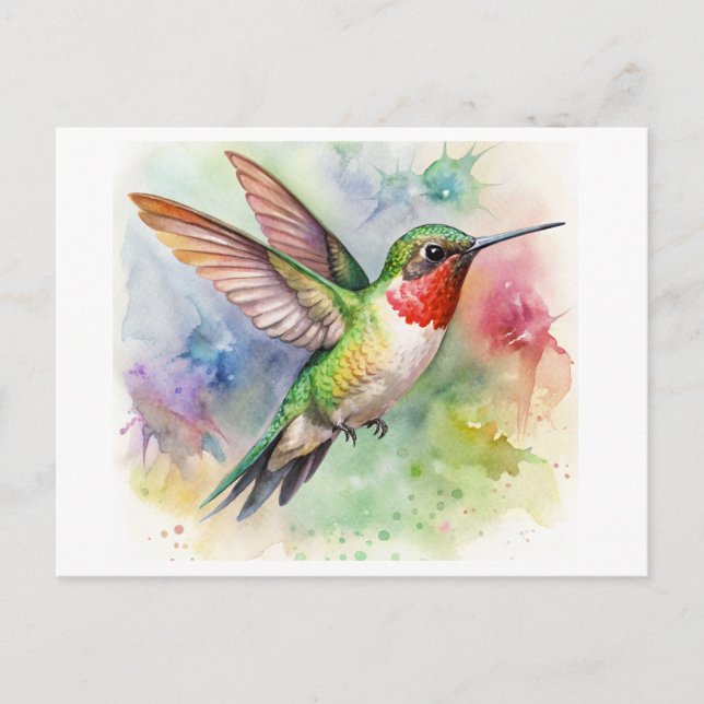 Ruby-throated Hummingbird at rest Watercolor Postcard (Front)