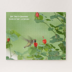 Ruby Throated Hummingbird, bird lover's  Jigsaw Pu Jigsaw Puzzle