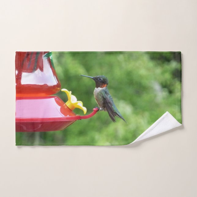 Ruby-Throated Hummingbird Bird Photography Hand Towel (Hand Towel)