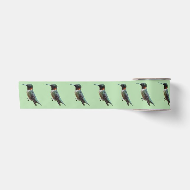 Ruby-Throated Hummingbird Bird Photography Satin Ribbon (Front)