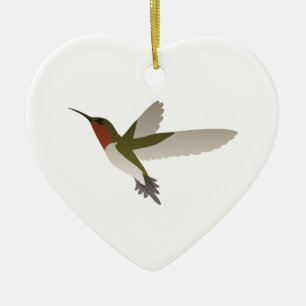 Ruby Throated Hummingbird Ceramic Ornament