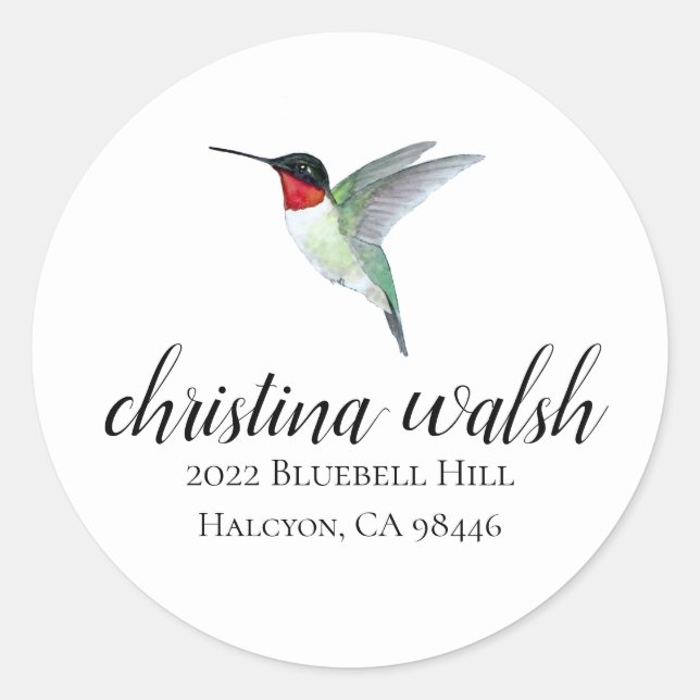Ruby-throated Hummingbird Classic Round Sticker (Front)