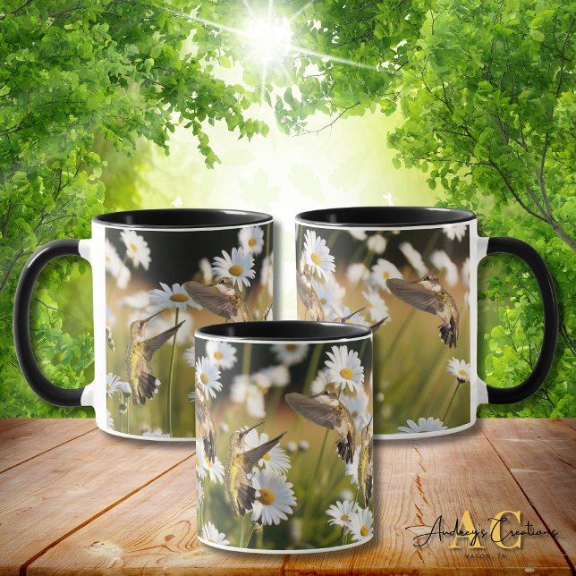 Ruby-Throated Hummingbird "Field of Daisys" Mug (Creator Uploaded)