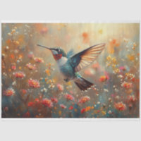 Ruby-Throated Hummingbird Floral Decoupage