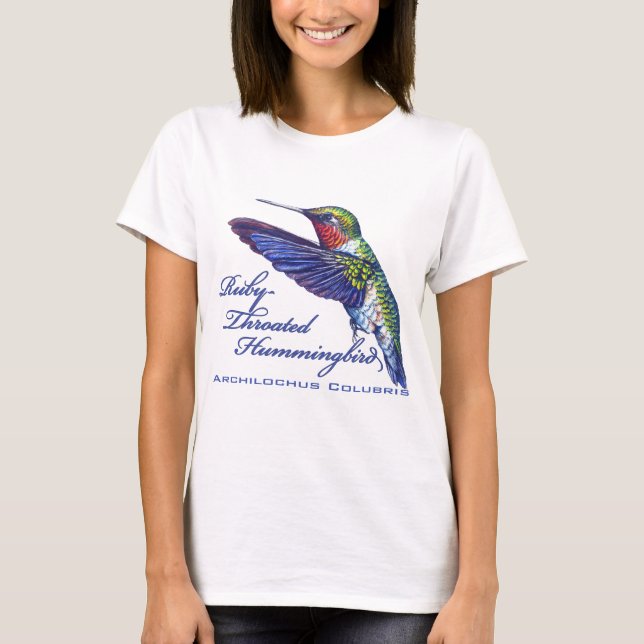 Ruby Throated Hummingbird Latin T-Shirt (Front)