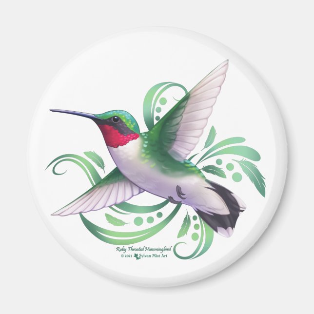 Ruby Throated Hummingbird Magnet (Front)