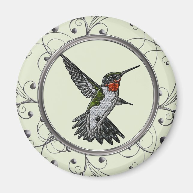 Ruby Throated Hummingbird Magnet (Front)