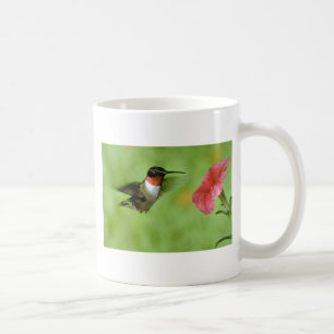 Ruby-throated Hummingbird (male) with petunia Coffee Mug