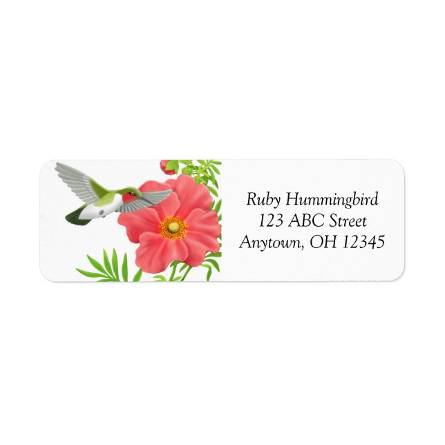 Ruby Throated Hummingbird on Geum Flower Label (Front)