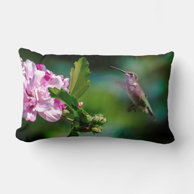 Ruby-throated Hummingbird - Original Photograph Lumbar Pillow (Front)