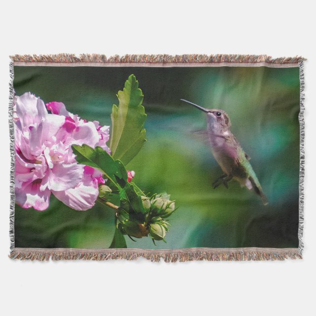 Ruby-throated Hummingbird - Original Photograph Throw Blanket (Front)