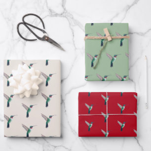 Ruby-throated Hummingbird Pattern Wrapping Paper Sheet
