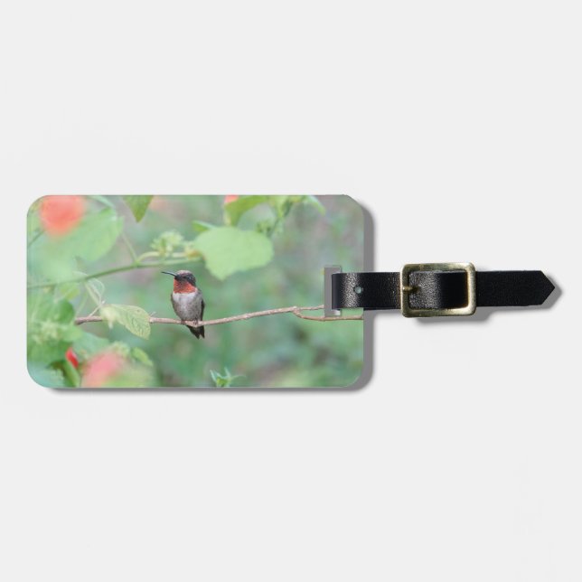 Ruby-Throated Hummingbird, Personalized  Luggage Tag (Front Horizontal)