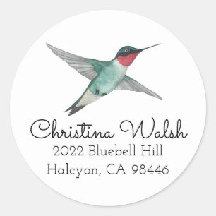 Ruby-throated Hummingbird return address Classic Round Sticker