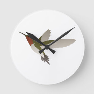 Ruby Throated Hummingbird Round Clock