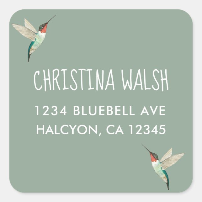 Ruby-throated Hummingbird Square Sticker (Front)