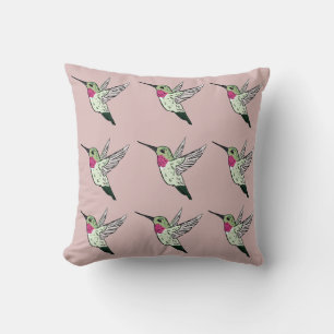 Ruby Throated Hummingbirds 16 X16 Throw Pillow