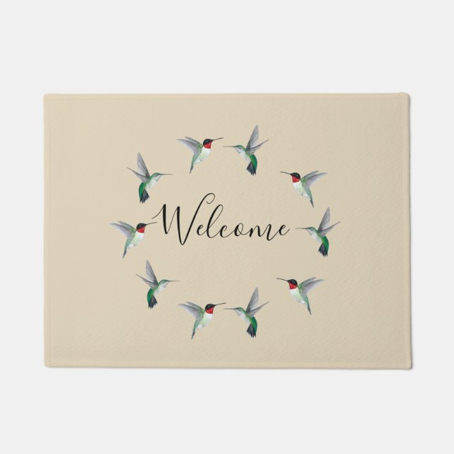 Ruby-throated Hummingbirds  Doormat (Front)