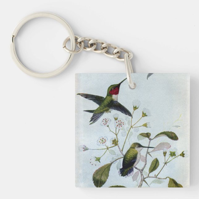 Ruby-throated Hummingbirds Keychain (Front)