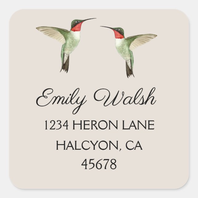 Ruby-throated Hummingbirds Square Sticker (Front)