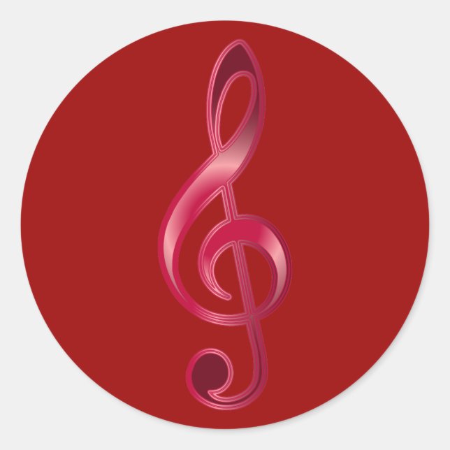 Ruby Treble Clef Classic Round Sticker (Front)