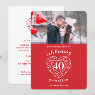 Ruby Wedding Anniversary 40 years photo Invitation