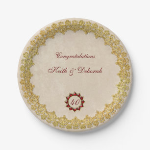 Ruby Wedding Anniversary design Paper Plate