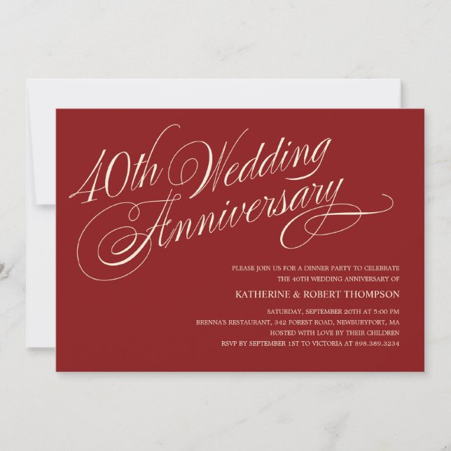 Ruby Wedding Anniversary Invitations (Front)