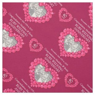 Ruby wedding anniversary personalized pattern fabric